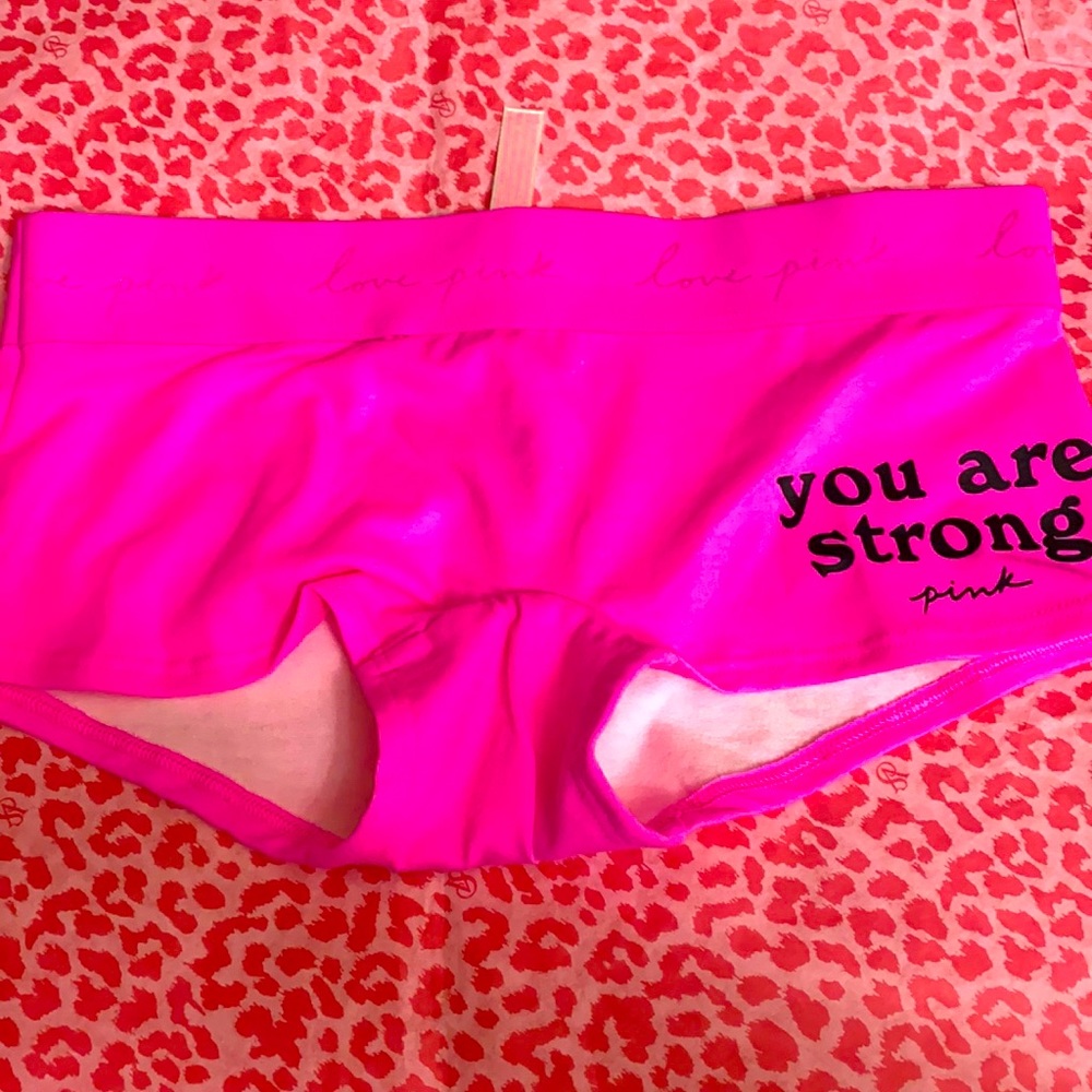PINK Boyshort Shortie Pink Logo XS NWT